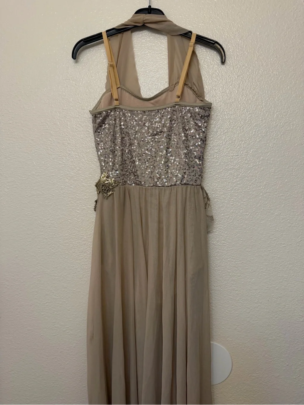 Weissman Dance Costume tan beige sequin mesh lyrical  Fall Into Me 16226 SA adul